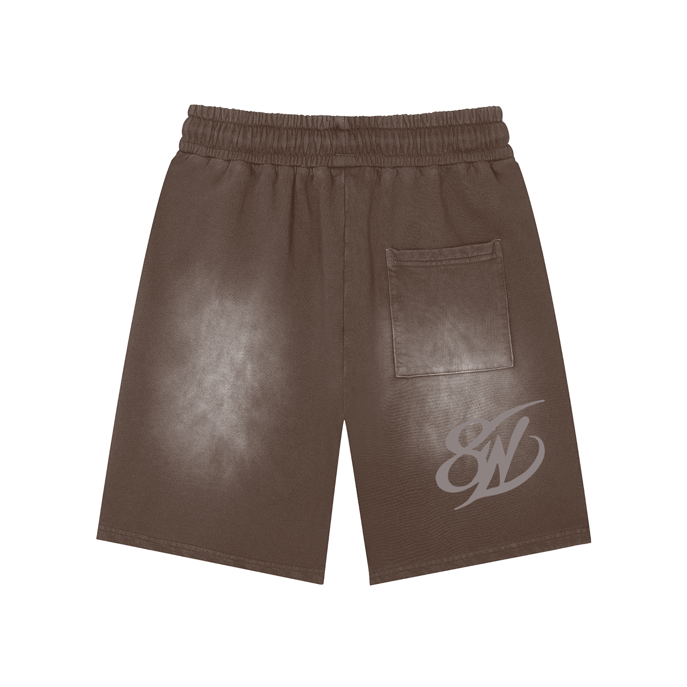 Rectangle Patch Monkey Washed Shorts  - 360 GSM