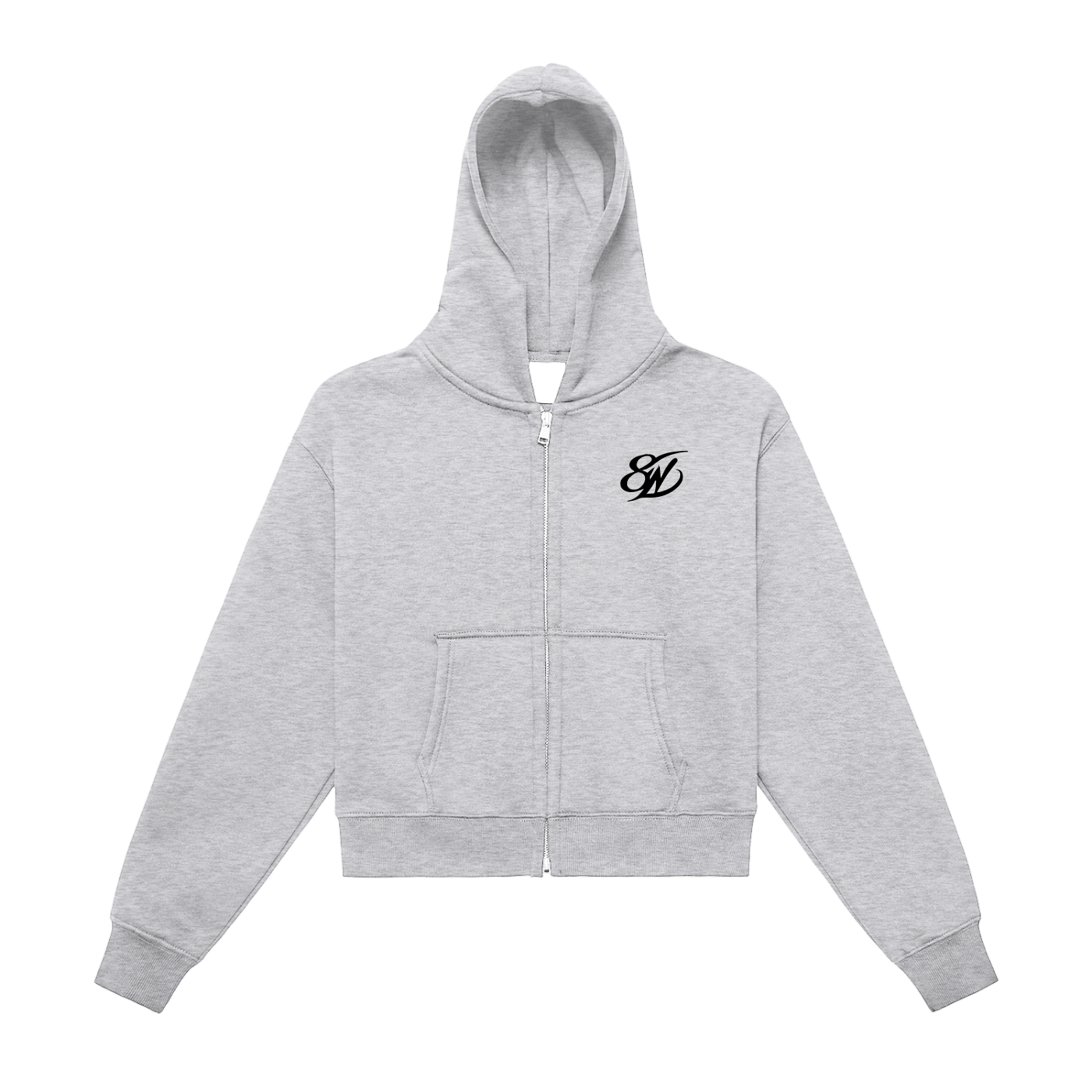 Fleeced Zip-Up Cropped Hoodie
