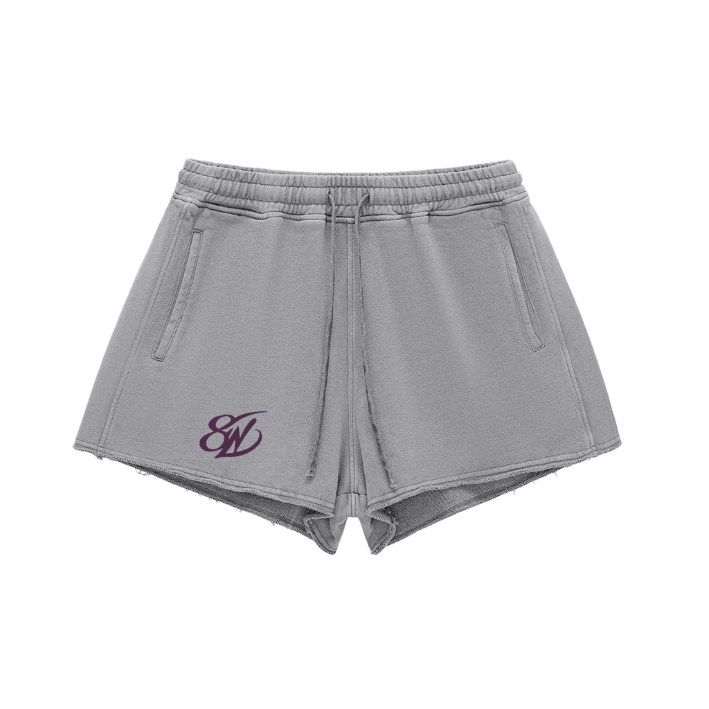 Snow Washed Raw Edge Drawstring Shorts