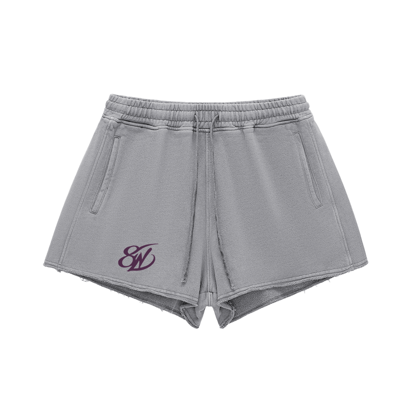 Snow Washed Raw Edge Drawstring Shorts